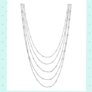 RHODIUM PLATED FIVE STRAND SATELLITE CHAIN NECKLAC